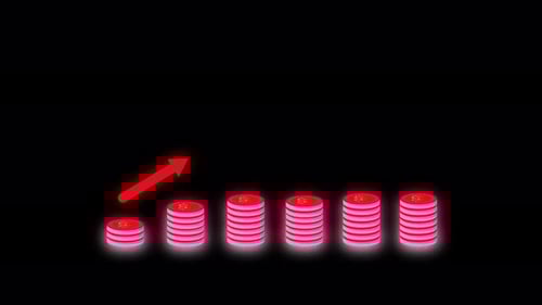 Animated Financial Growth Bar Chart with Glowing Coins