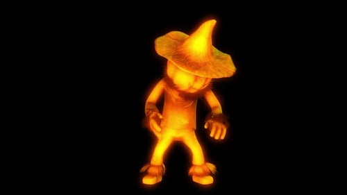 Animated 3D Glowing Pumpkin Scarecrow Character for Halloween