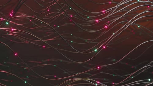 Fluid Network Cables with Pulsating Lights Abstract Background