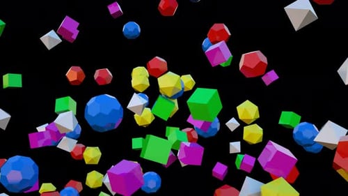 Colorful Geometric Shapes Floating Abstract Background Loop