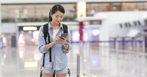 Backpacker go for a trip in the airport