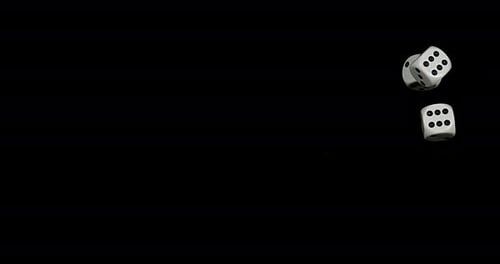 Dice rolling against Black background, slow motion 4K