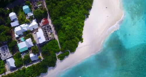 Tropical birds eye abstract view of a white sand paradise beach and aqua turquoise water background