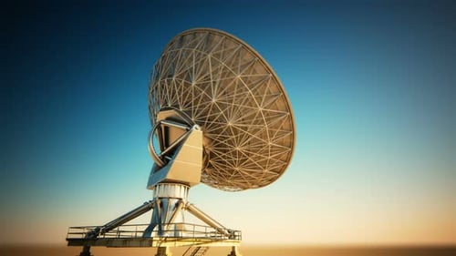 Realistic 3D Satellite Dish Tracking Sky Animation