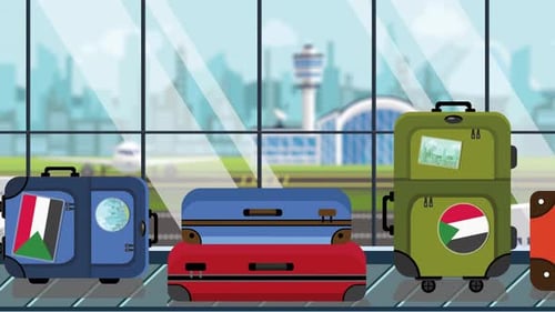Flat Design Luggage Carousel at Airport Travel Animation