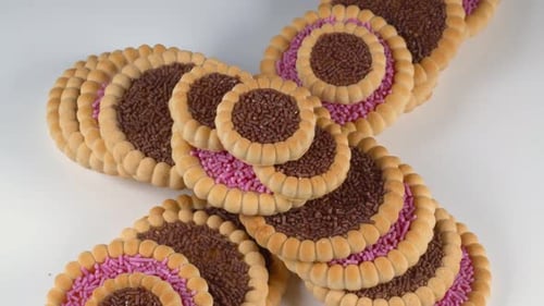 Delicious Cookies with Chocolate and Pink Sprinkles