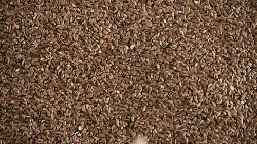 Heart Drawn in Pile of Healthy Flax Seeds