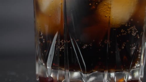 Ice Glass is Filled with Soda Water