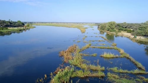 Okavango delta river on Namibia and Angola border
