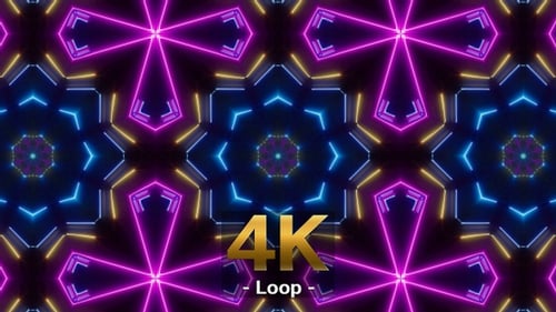 Geometric Neon Kaleidoscope Seamless Loop Background
