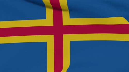 Realistic Waving Flag of Åland Islands Loop Animation