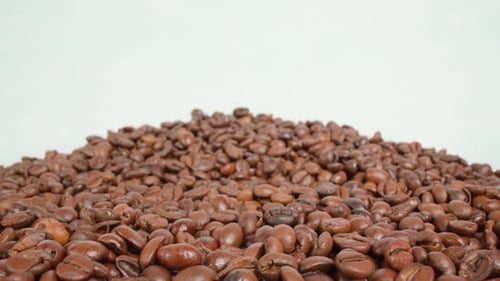 Pile of Coffee Beans on White Background of Studio Room