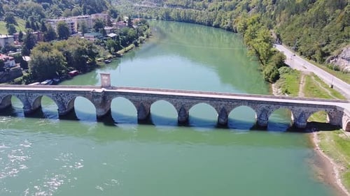 Old Stone Bridge On Drina River Visegrad Bosnia V3