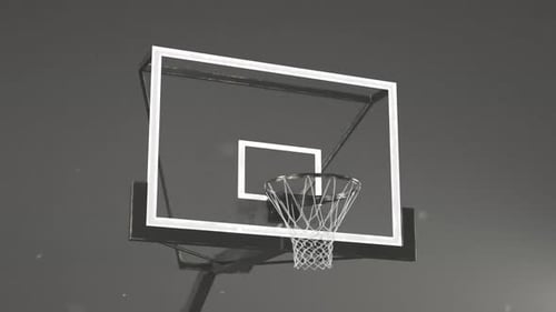 Close-up view at the basketball board. Nightly scenery. Dust and smoke. 4KHD