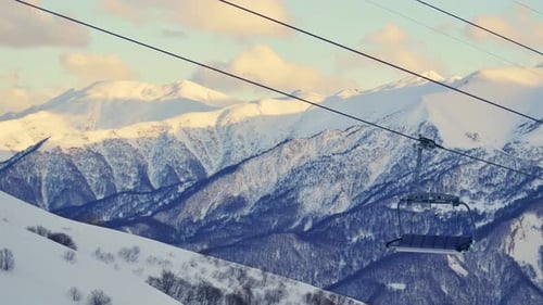 Timelapse Empty Chair Lift In Gudauri Ski Resort