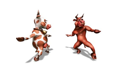 Cartoon Bull with Cow Dance 6 3D Loop 10 Sec