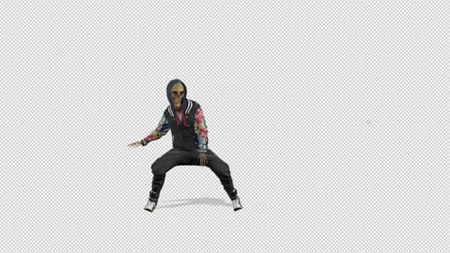 Hip Hop Skeleton Dance Animation on Alpha Channel