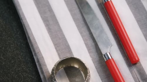 Elegant Table Setting with Silverware and Napkin