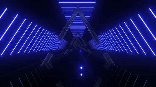 Futuristic Neon Blue Geometric Tunnel Background Animation