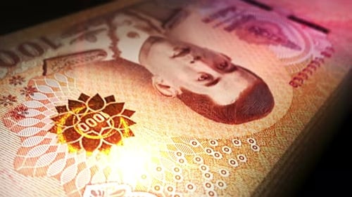 Thai Baht money counting seamless loop