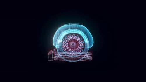 Digital Holographic Engine Wireframe Animation