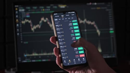 Trading Stocks on Smartphone with Stock Market Chart