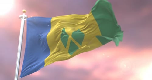 Waving Flag of Saint Vincent and the Grenadines