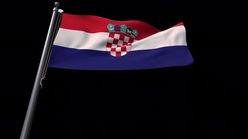 Realistic Waving Croatian Flag Animation on Pole