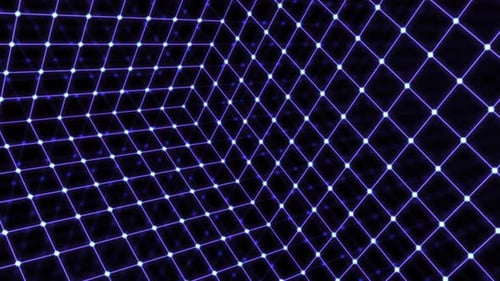 Grille cubique au néon rotative à structure filaire rétro Inside Synthwave - 4K