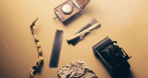 Vintage Camera and Map for Exploration Adventure