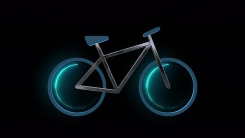 Animated Neon Bicycle with Glowing Wheels