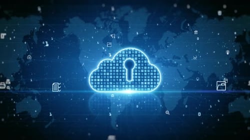 Global Cloud Network with Secure Data Technology Animation