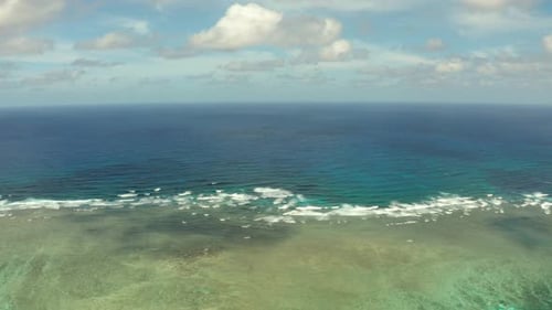 Seascape, Blue Sea, Sky with Clouds and Islands