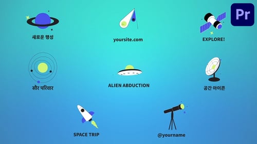 Iconos y títulos de Space Exploring para Premiere Pro
