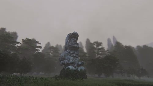 4K Ancient Mayan Statue