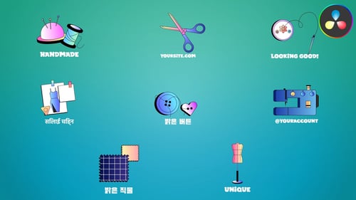 Sewing Icons And Titles for DaVinci Resolve