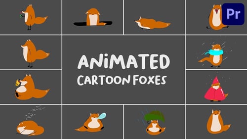 Animated Cartoon Foxes for Premiere Pro