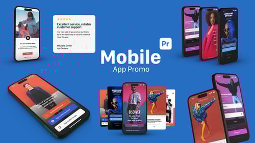Mobile App Promo for After Effects & Premiere Pro with Smartphone Mockups