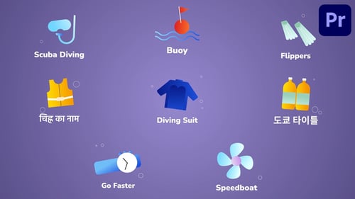 Animated Water Sports Icons and Dynamic Titles