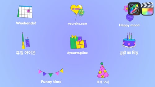 Íconos y títulos de fiesta para FCPX