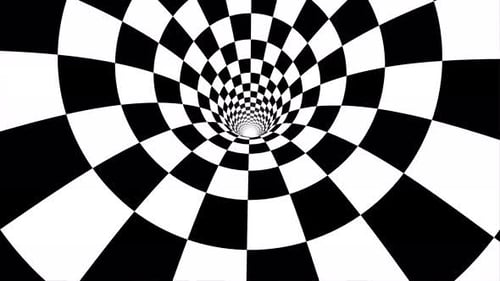 Abstract motion animation in a black and white tunnel