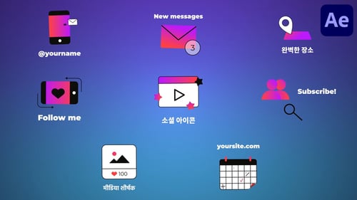 Social Media Icons And Titles for After Effects