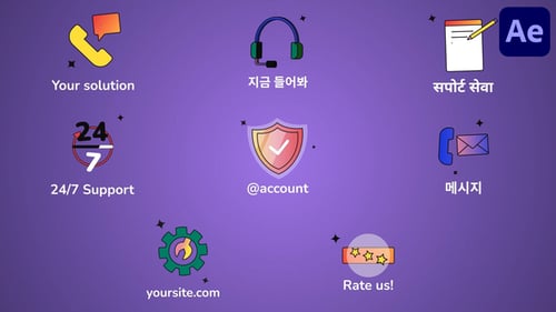Support Service Icons And Titles for After Effects