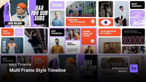 Introducción/Apertura - Cronología - Archivos de proyecto de After Effects con estilo multicuadro