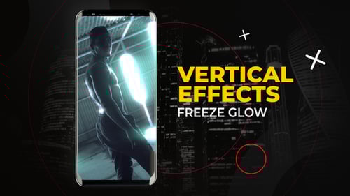 Vertical Video Freeze Glow with Glitch Effects