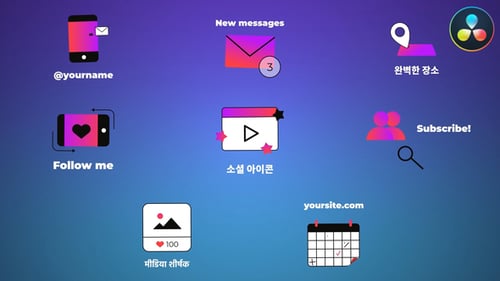 Social Media Icons And Titles for DaVinci Resolve