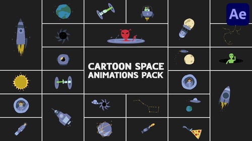 Cartoon Space Animations Pack for After Effects