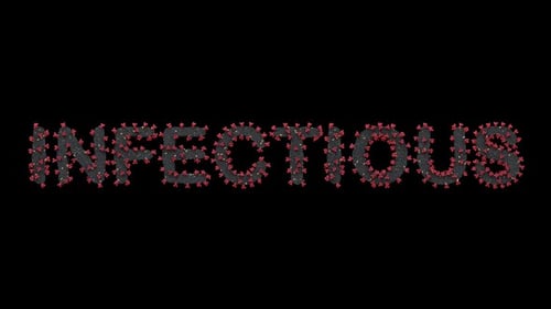 Letras de virus que forman la palabra infecciosa