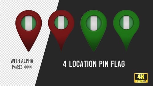 3D Rotating Nigerian Flag Location Pins Pack