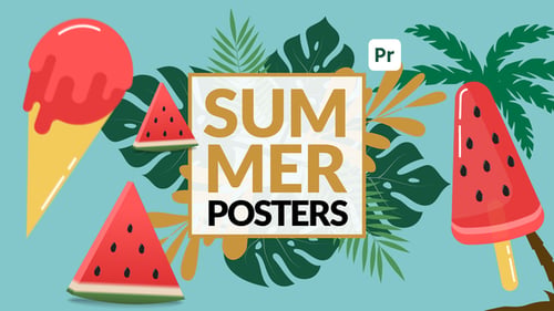 Summer Sale Posters MOGRT for Premiere Pro – Burning Typography Discount Ads